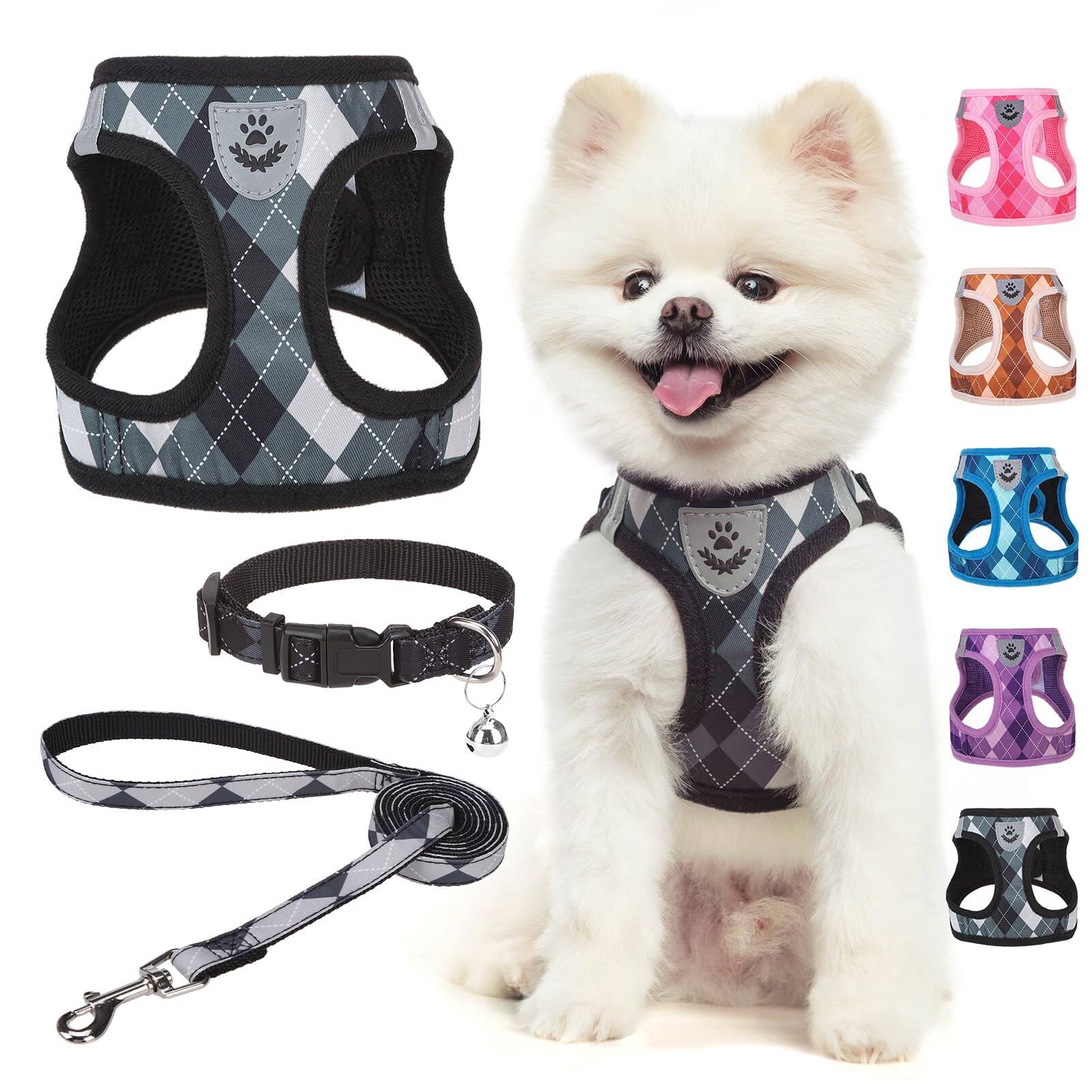 Alt View 1. Paradigms Interiors - Dog Harness And Leash Collar Set Step In No Pull Soft Mesh Harnesses For Sized Dogs Puppy Cats Outdoor - Purple-M: Chest Girth: 16"-18".