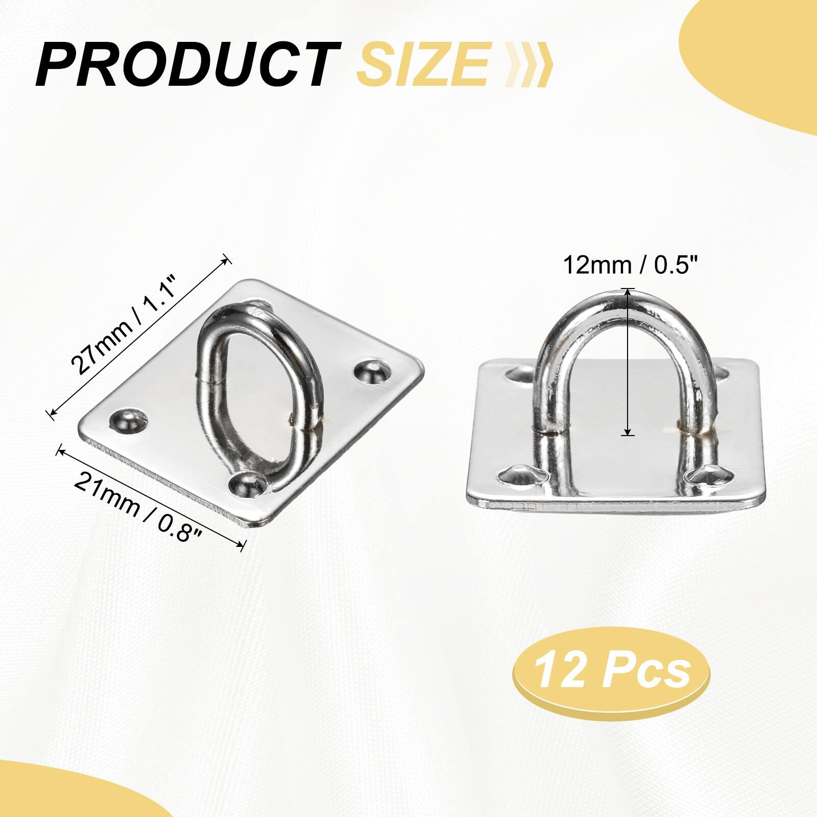 PRODUCT SIZE

27mm / 1.1"  
12mm / 0.5"  
21mm / 0.8"  

12 Pcs