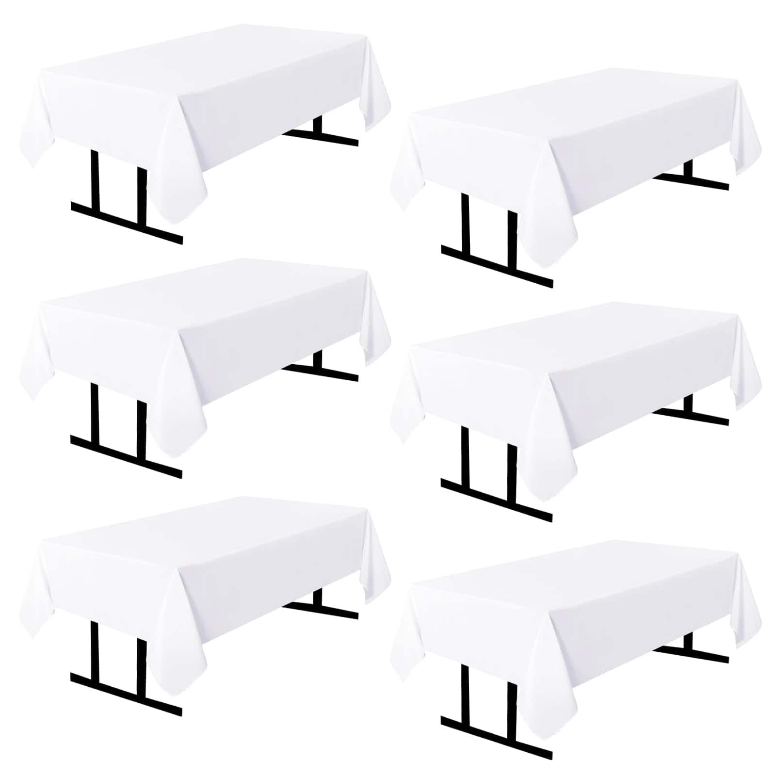 JETRANSPORT - 10 Pack White Round Tablecloths 120 Inch Stain Resistant And Wrinkle Polyester Fabric Washable Table Clothes - White 60x120 inch,6 Pack