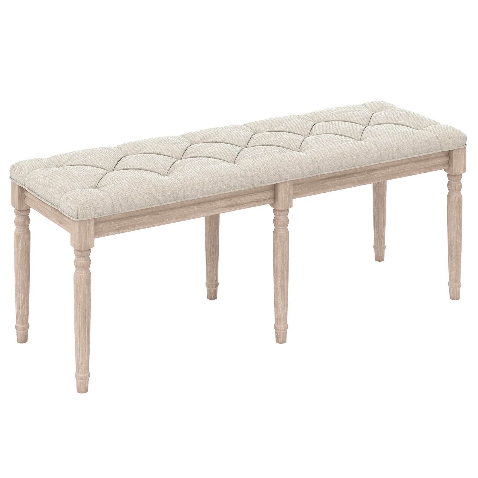 Costway - 1 PCS 47.5” End of Bed Bench with Tufted Decoration & Antiqued Legs for Living Room - Beige
