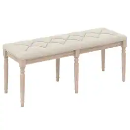 Costway - 1 PCS 47.5” End of Bed Bench with Tufted Decoration & Antiqued Legs for Living Room - Beige