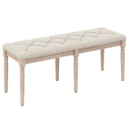 Front. Costway - Costway 1 PCS 47.5” End of Bed Bench with Tufted Decoration & Antiqued Legs for Living Room - Beige.