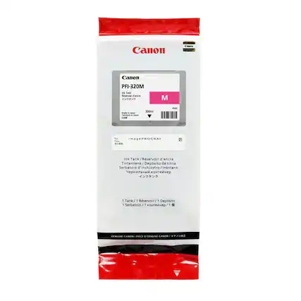 Canon PFI-320M Ink Tank
Reservoir d'encre
Mara
300ml
Pour imagePROGRAF
Ink Tank / Reservoir d'encre / Tintetank / Depósito de tinta / Serbatoio d'inchiostro / Ink Tank / Reservoir / 1 Tank / 1 Reservoir / 1 Serbatoio / 1 코피 / 1 墨盒
GENUINE CANON / PIECE D'ORIGINE CANON