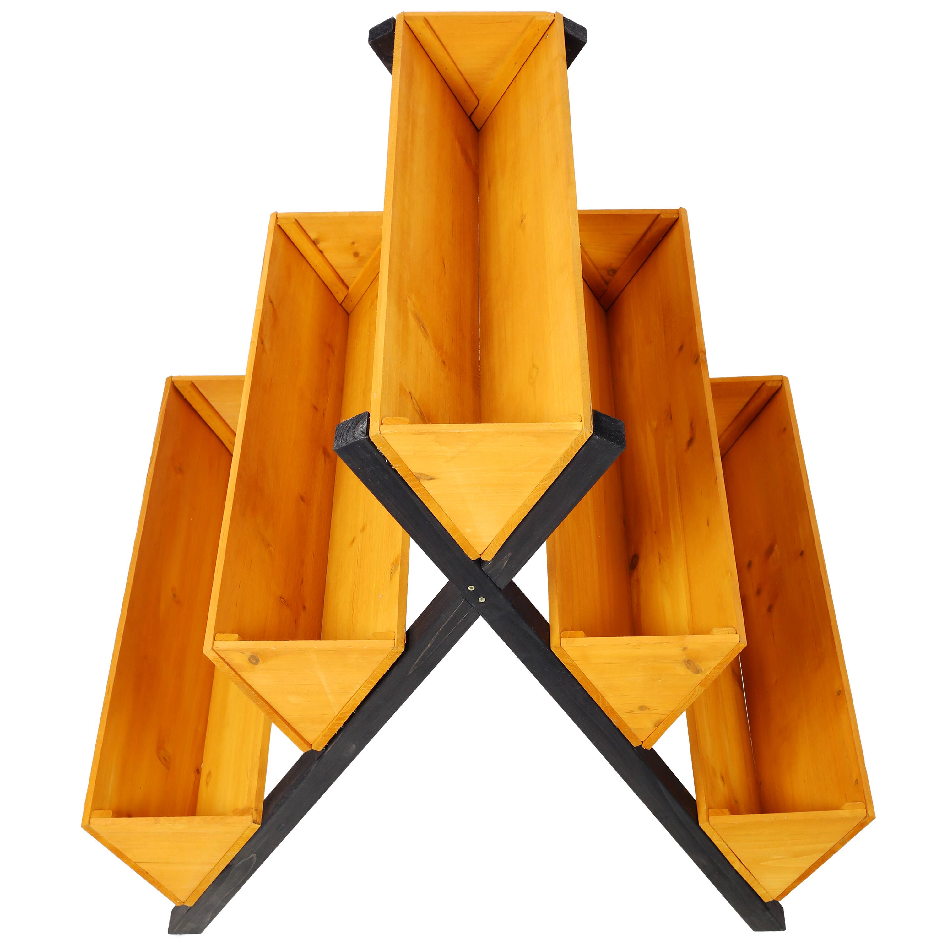 Back. GOODSILO - 3-Tier Wooden Vertical Raised Garden Bed with Legs - Elevated Planter for Flowers, Herbs, and Vegetables - Brown.