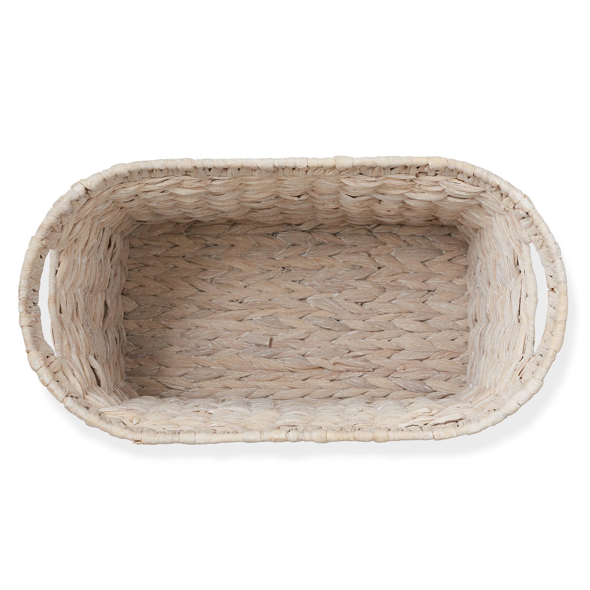 Alt View 5. Casafield - Magazine Holder Storage Basket Bin with Handles - Seagrass Hyacinth Woven Bins - Whitewash - Hyacinth.