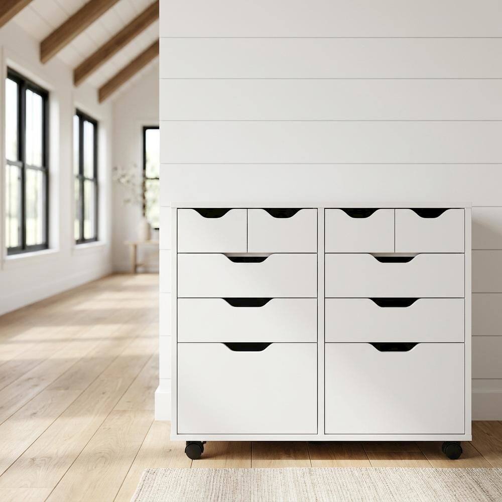 Alt View 4. FurniFact - Composite Wood Storage Cabinet with Doors for Kitchen and Office - White.