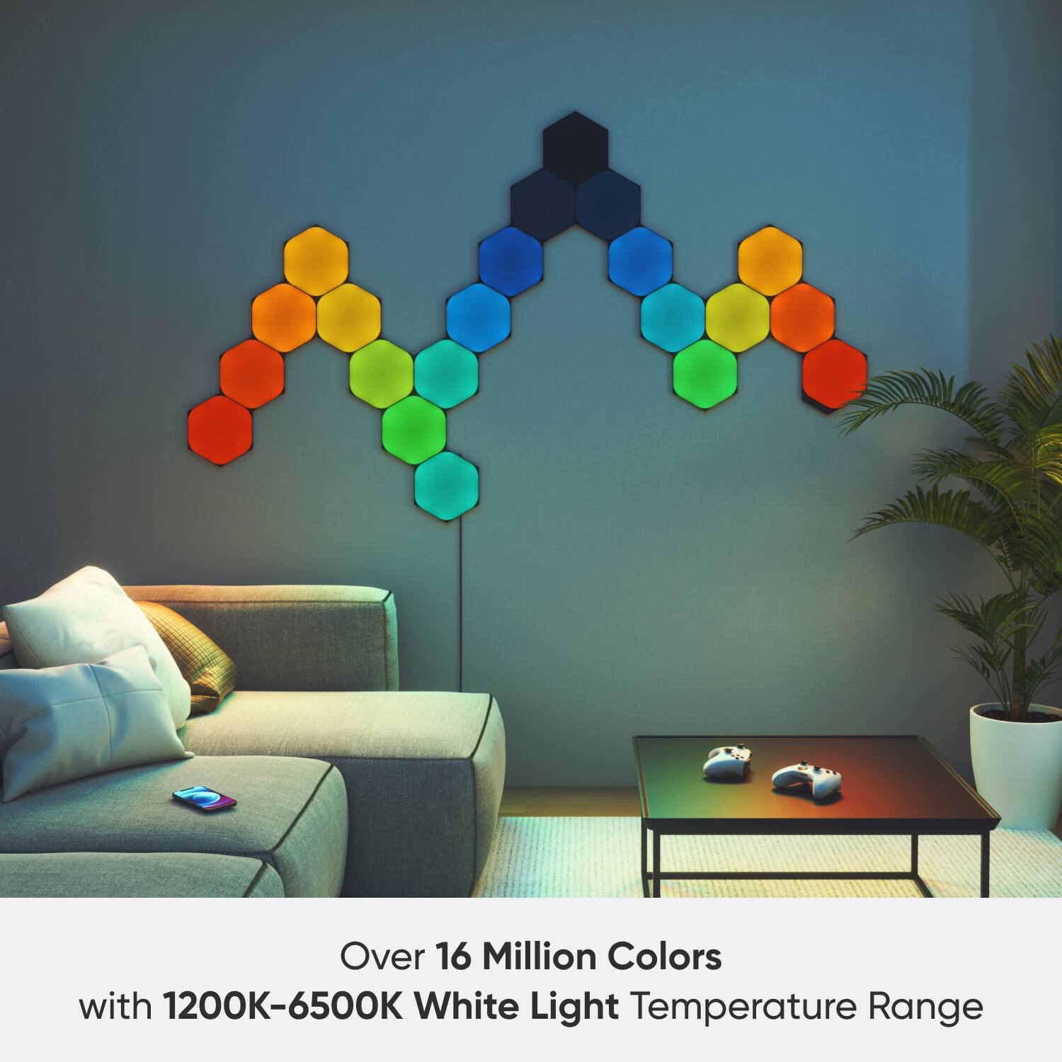 Over 16 Million Colors with 1200K-6500K White Light Temperature Range