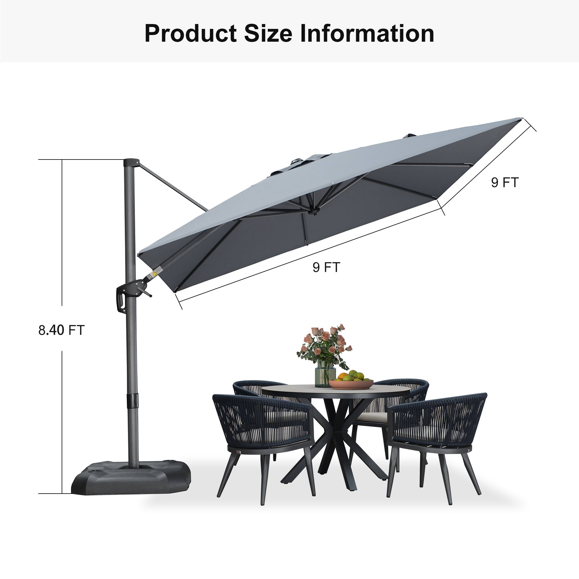 Product Size Information  
9 FT  
9 FT  
8.40 FT