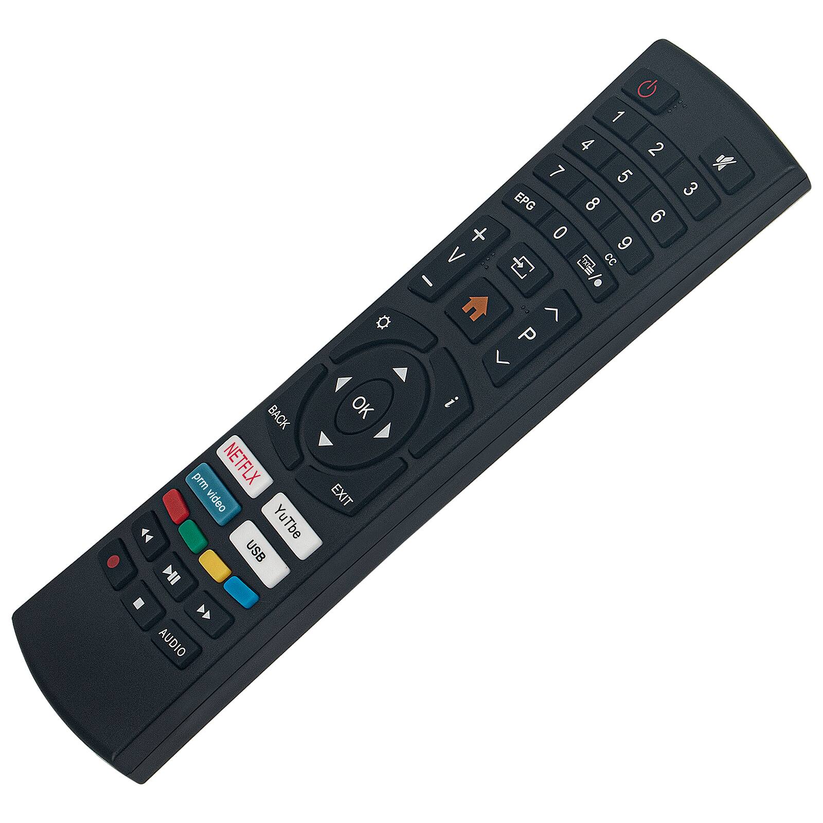 1 2 3 4 5 6 7 8 9 0 + - EPG VOD NETFLIX YouTube USB AUDIO BACK EXIT OK I P