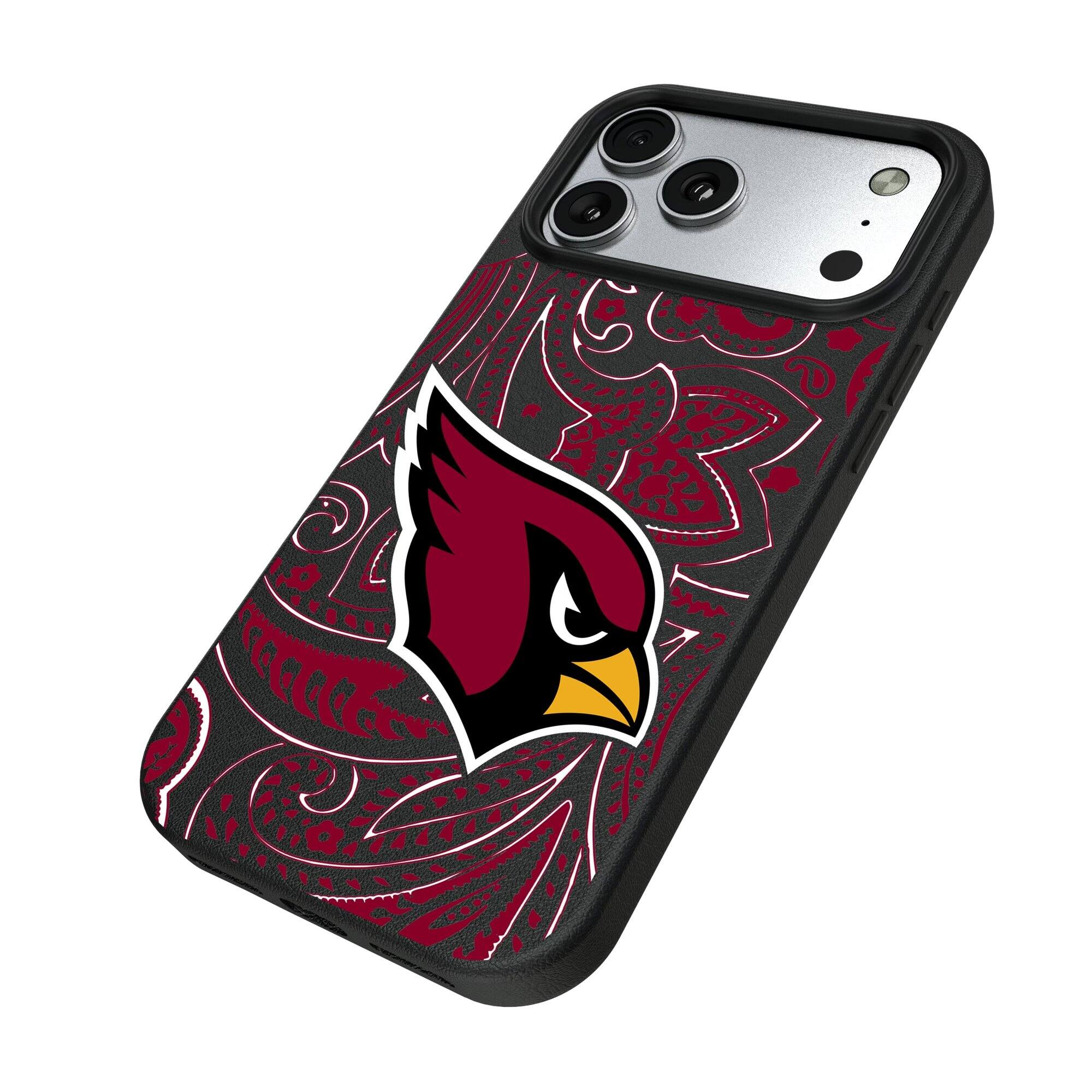 Alt View 1. Keyscaper - Arizona Cardinals Paisley iPhone Magnetic Bump Case - 16 - Black.