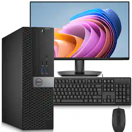 Dell - Refurbished Excellent - OptiPlex SFF Desktop PC | Intel i5-6th 3.2GHz | 16GB DDR4 RAM | 500GB HDD | 24" LED | KB & Mouse | Wi-Fi | Win11 - Black