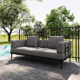 Acanva - Modular Outdoor Patio Sofa, All-Weather Free Combination Balcony Loveseat with Olefin Fabric and Thick Cushions - Gray