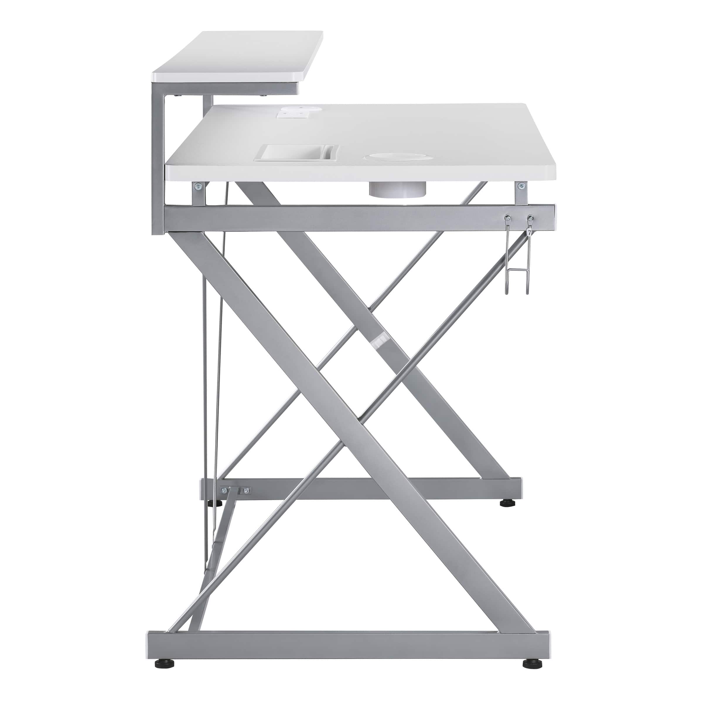 Left. OSP Home Furnishings - Emulator Gaming Desk - White/ Carbon.