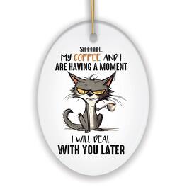 OrnamentallyYou - My Coffee and I are Having a Moment Quirky Cat Cute and Funny Christmas Gift - Multi-colored