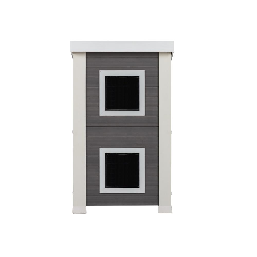 Front. New Age Pet - ECOFLEX Outdoor Cat Townhouse - Grey.
