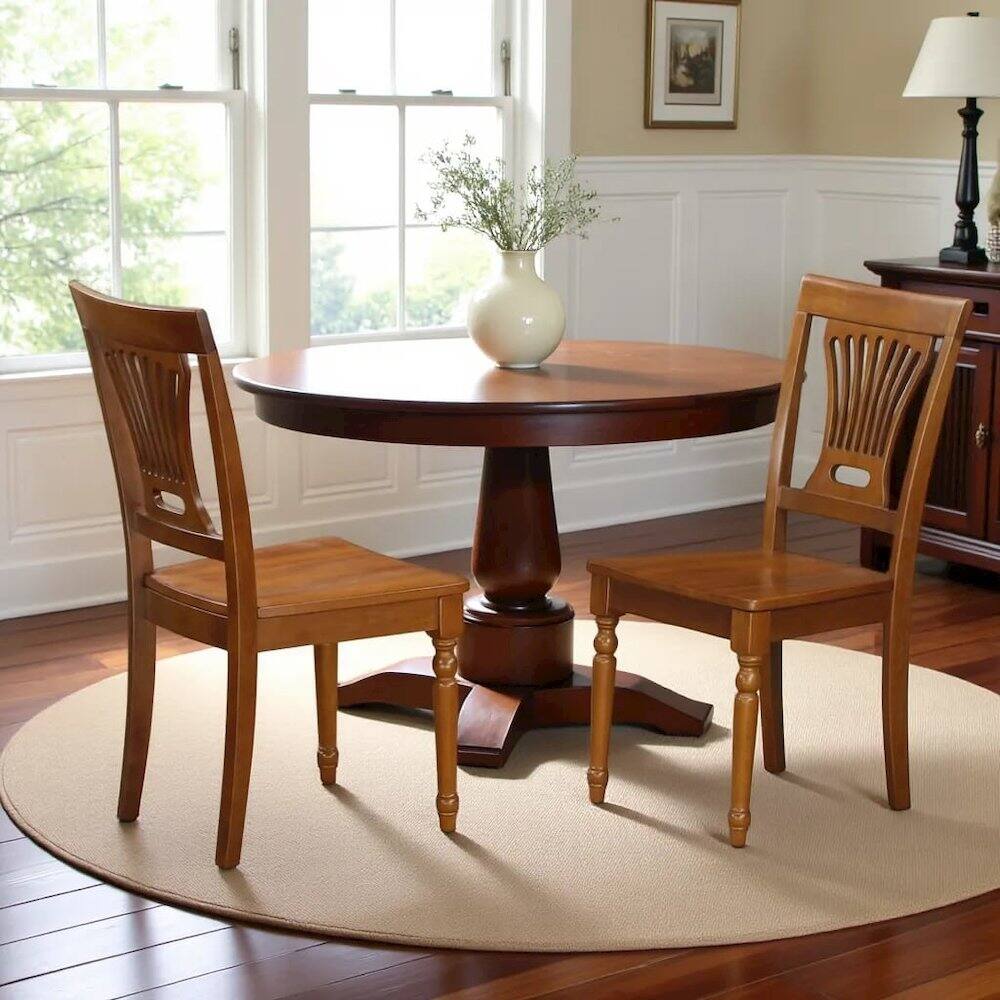 Angle. FurniFact - Solid Wood Dining Chairs Set of 2 – Saddle Brown Kitchen Chairs - Saddle Brown.