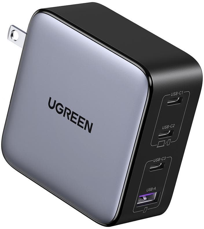 UGREEN - Nexode 100W Fast USB C Charger Block, 4-Port Compact GaN Charger for iPhones, Tablets, Laptops - Black