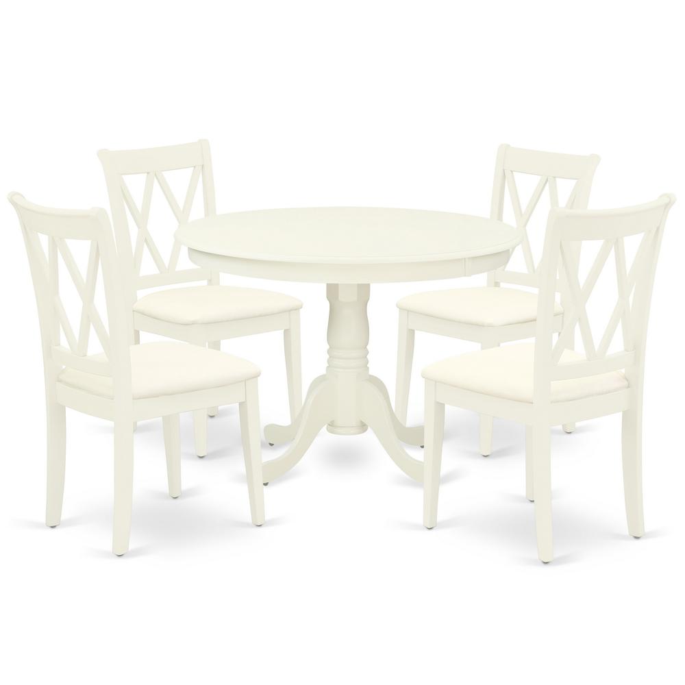 Back. East West Furniture - Dining Room Set Linen White - Brown.