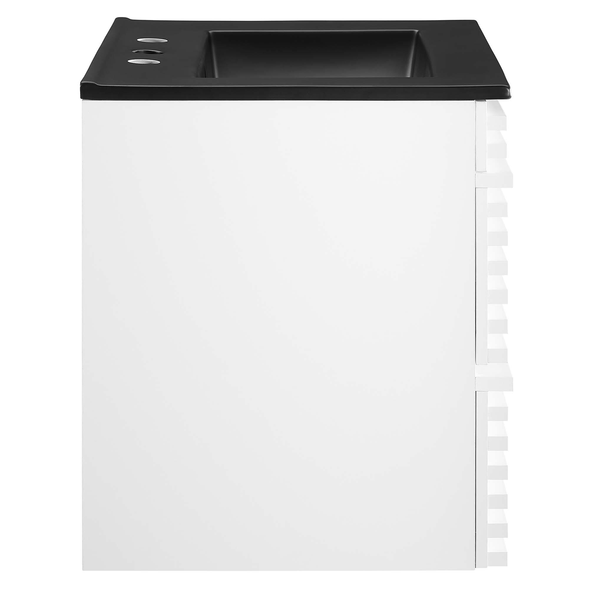 Alt View 1. Modway - Render Wall-Mount Bathroom Vanity with Black Basin Included - White Black.