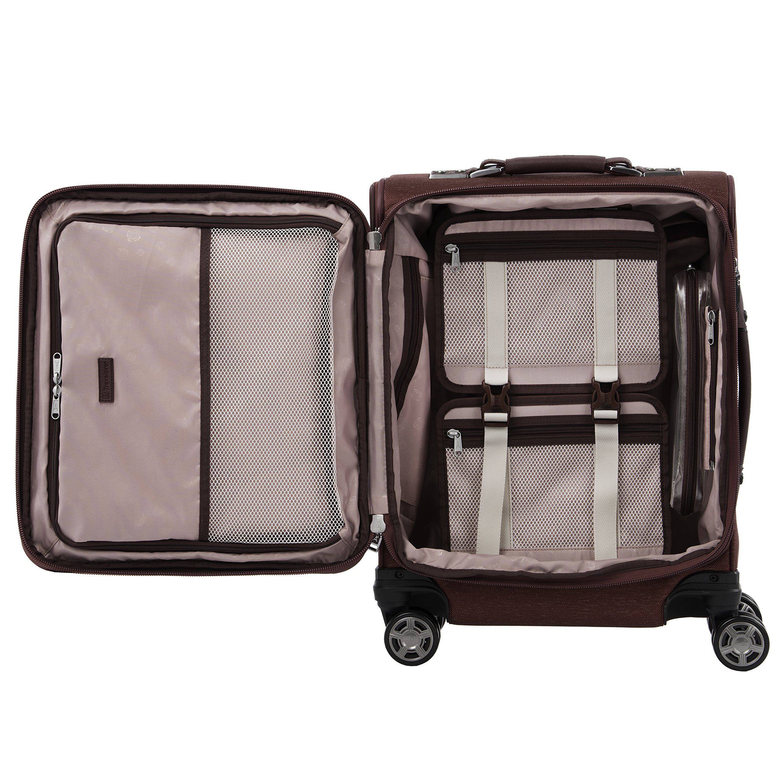 Back. Travelpro - Travelpro Platinum Elite Softside Expandable Checked Luggage, 8 Wheel Spinner Large Suitcase, TSA Lock, Men and Women - Bordeaux Red.