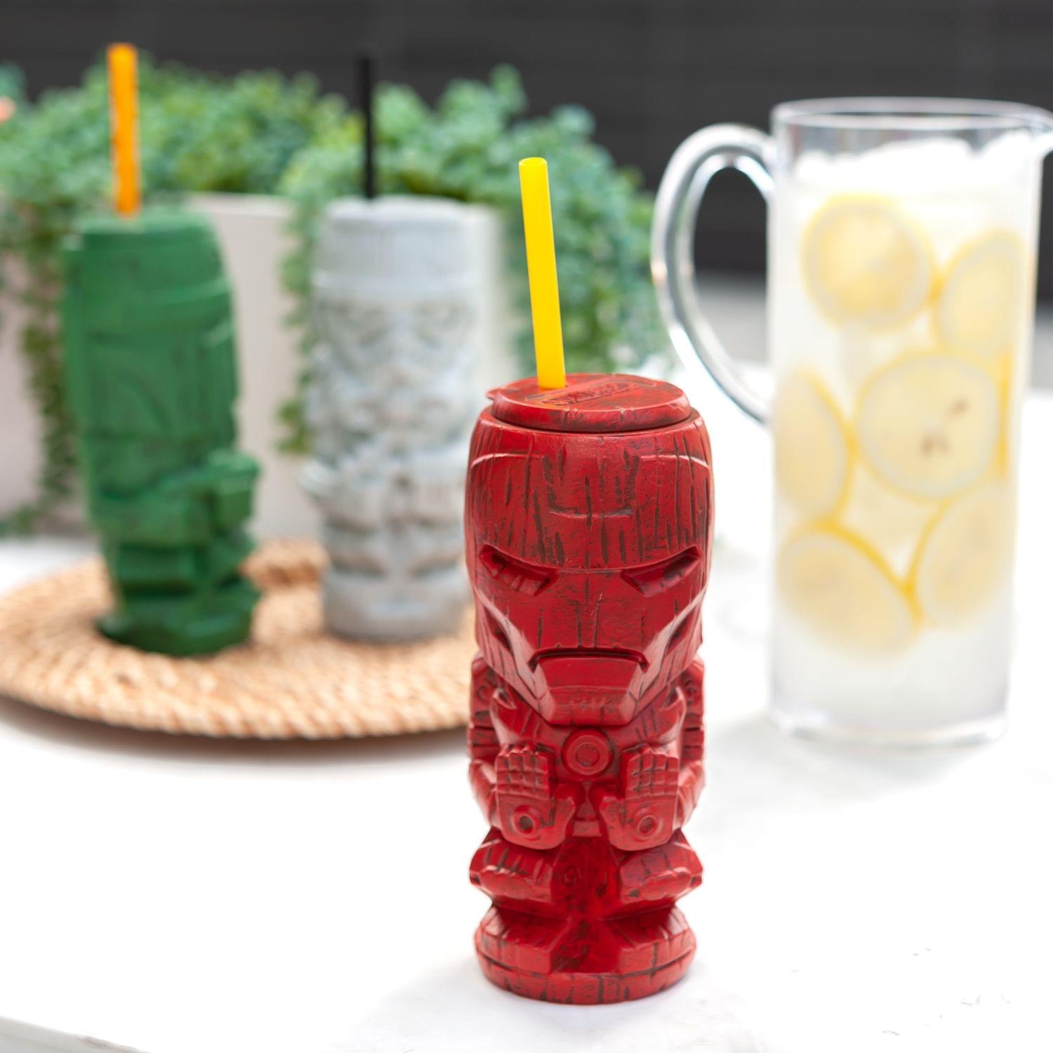 Alt View 3. Marvel - Geeki Tikis Marvel Iron Man Tumbler | Tiki Style Plastic Cup | Holds 22 Ounces - Red.
