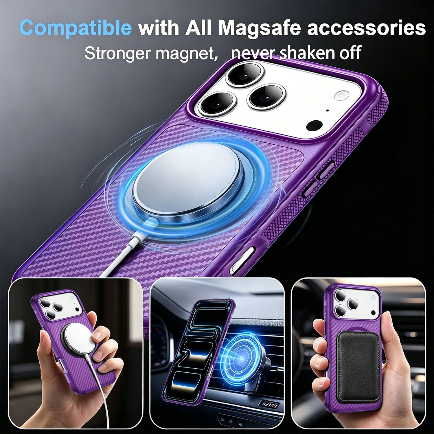 Compatible with All Magsafe accessories  
Stronger magnet, never shaken off