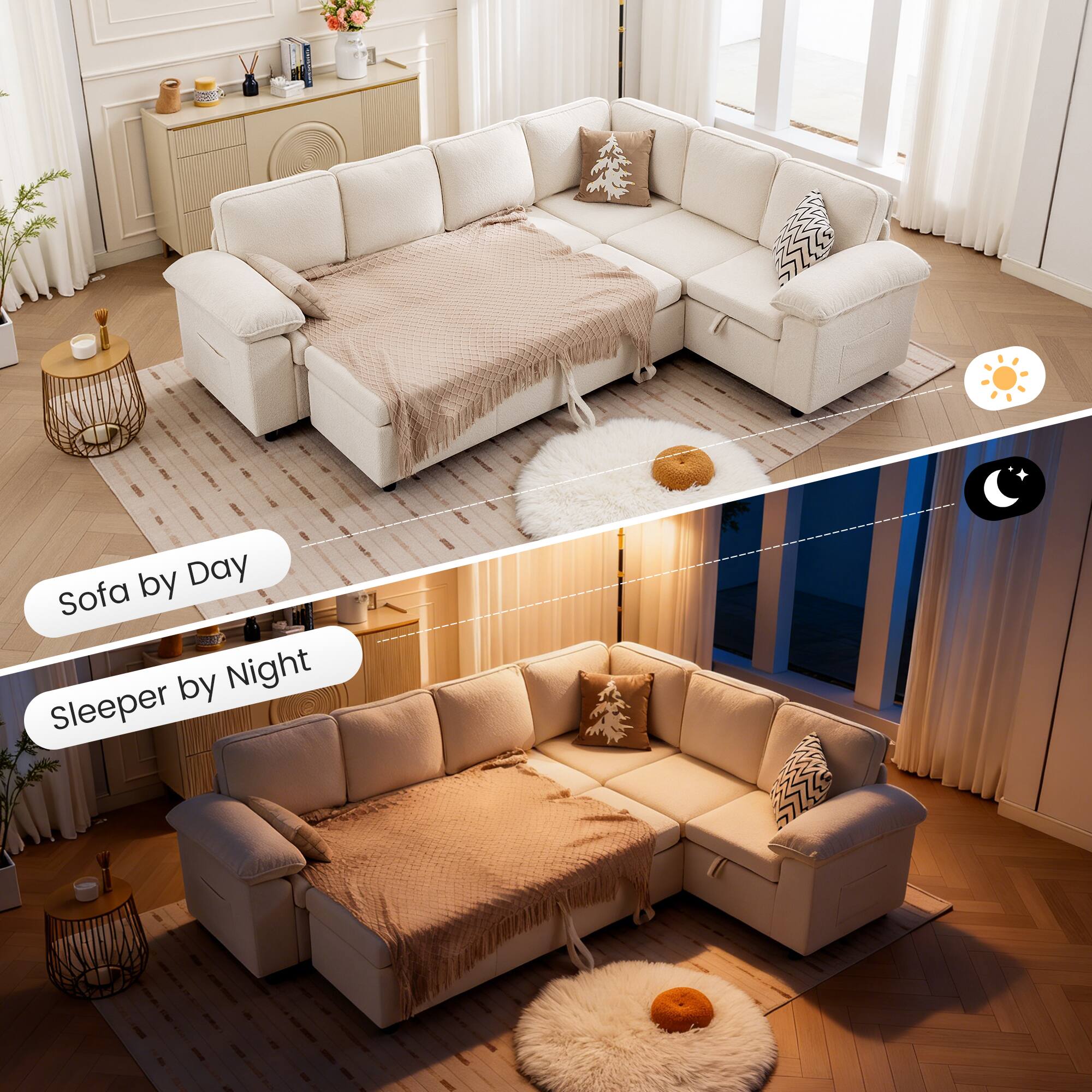 Sofa by Day  
Sleeper by Night