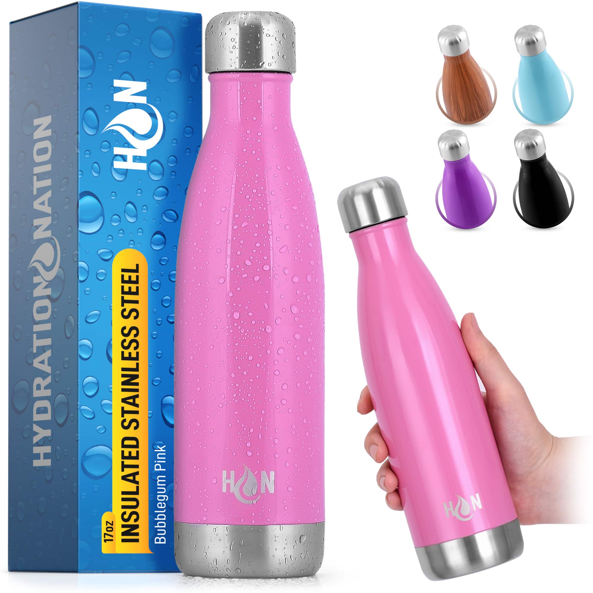 HYDRATION NATION  
INSULATED STAINLESS STEEL  
17oz  
Bubblegum Pink