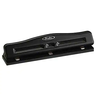 Front. Swingline - Commercial Desktop Adjustable Hole Punch, 11 Sheet Capacity, Black - Black.