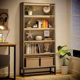 Tribesigns - Bookshelf with Engineered Wood Construction and Book and Decor Display for Living Room, Study and Bedroom - Brown