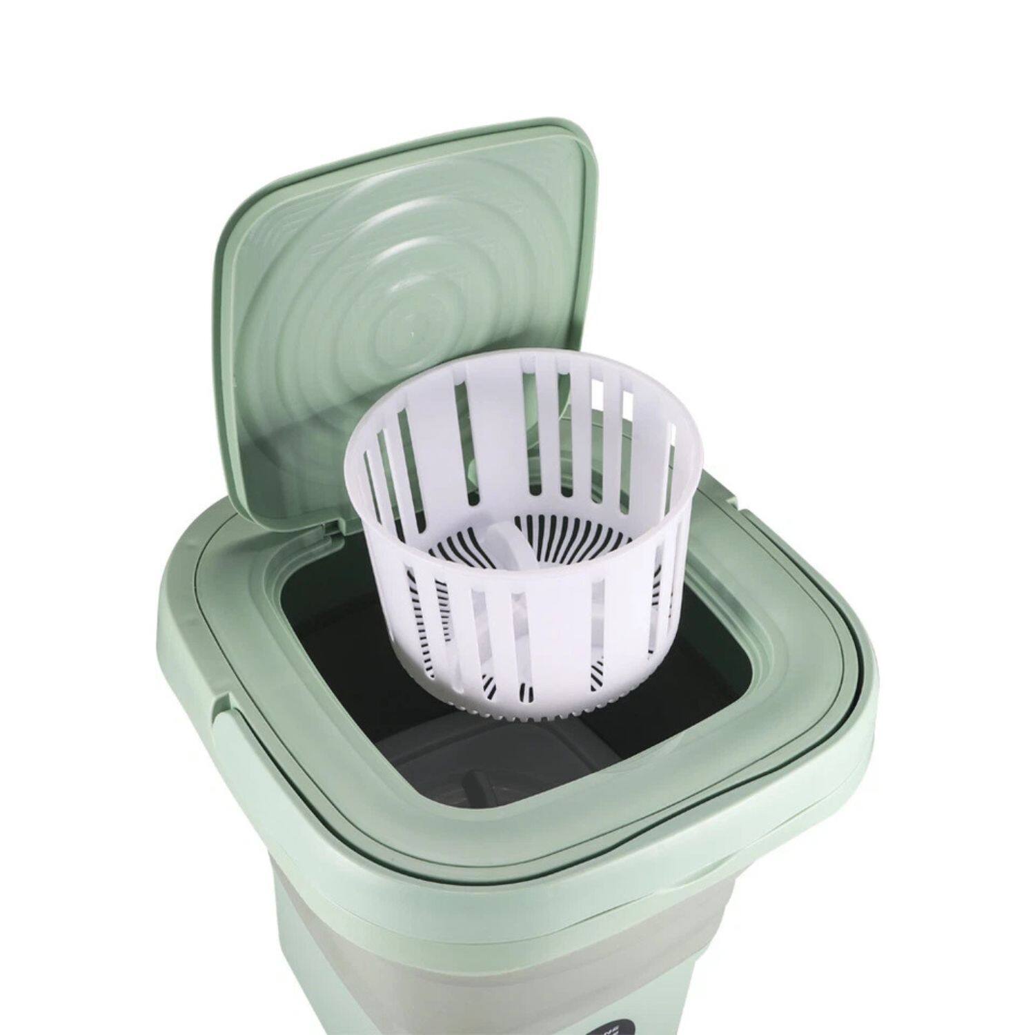 Angle. Stock Preferred - Portable Mini Foldable Washing Machine – 8L Spin Dryer, Travel Washer - Green.
