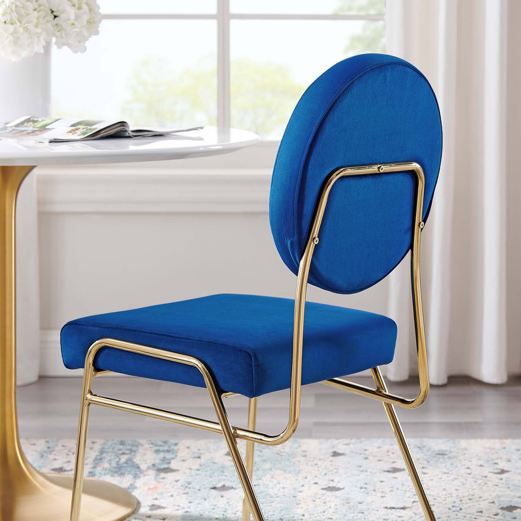 Alt View 1. Modway - Craft Performance Velvet Dining Side Chair by Modway - Gold Navy.