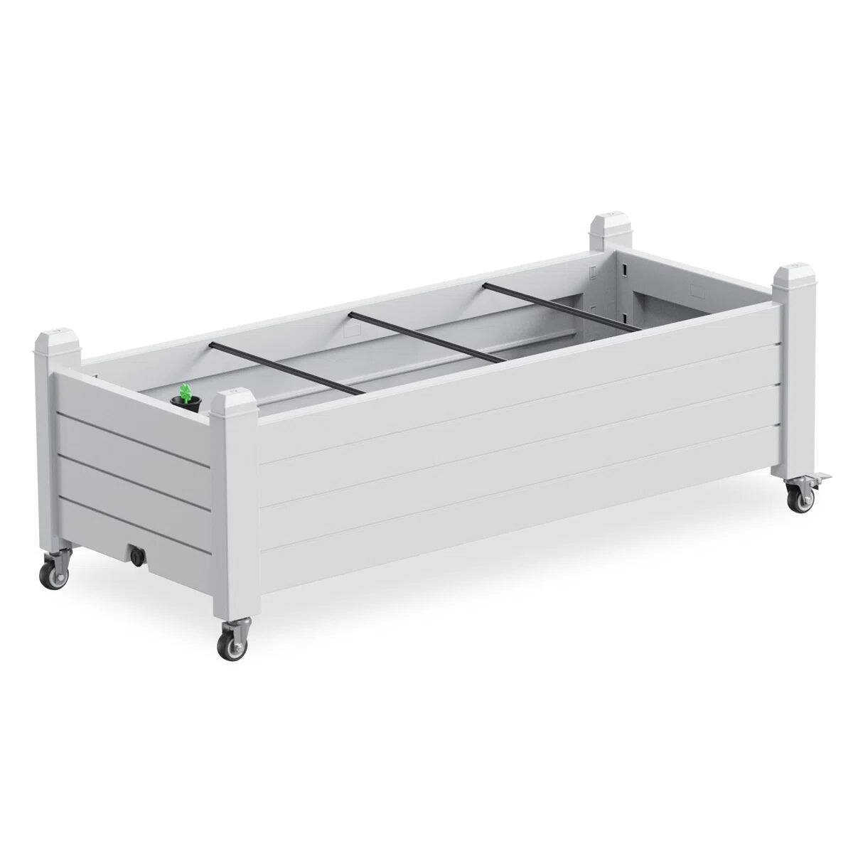 Front. Chic Crate - Elevated Resin Deck Box w/ Smart Drain & 21Gal – UV-Proof Design - White.