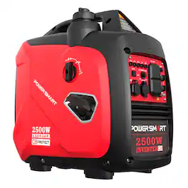 POWERSMART - 2500W Super Quiet Inverter Gas Generator with CO Detection, 5.5-Hour Runtime – for Camping, RV & Home Power Outage - Red