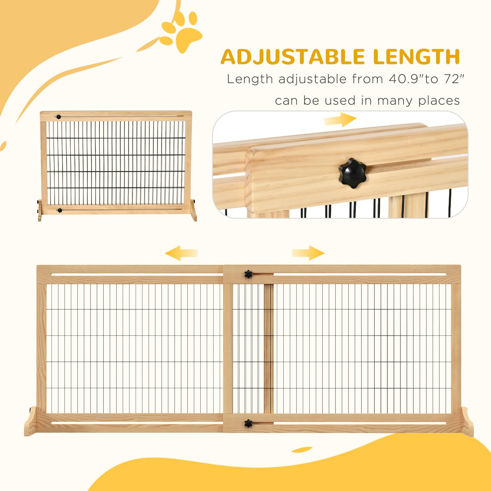ADJUSTABLE LENGTH  
Length adjustable from 40.9" to 72"  
can be used in many places