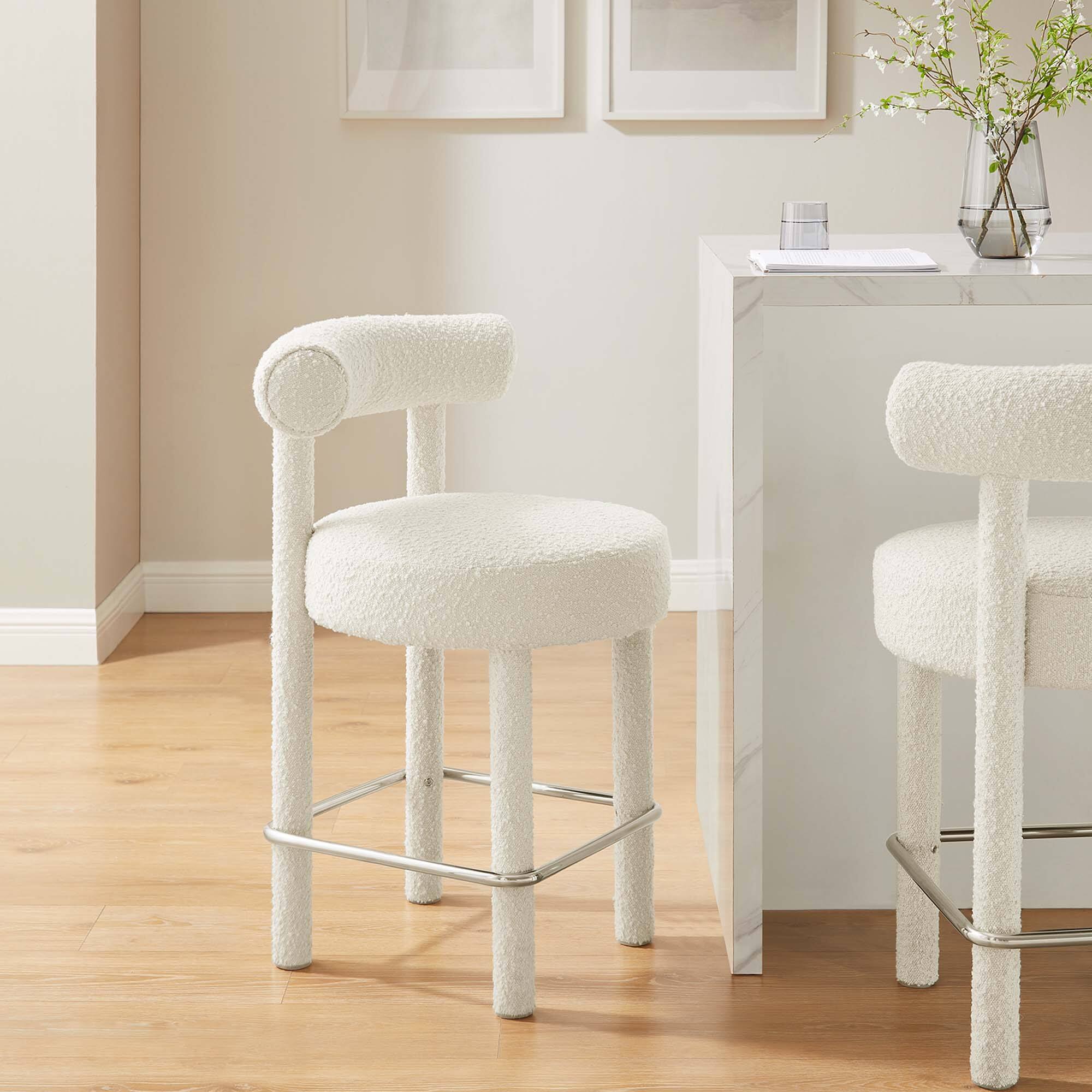 Alt View 5. Modway - Toulouse Boucle Fabric Counter Stool by Modway - Silver.