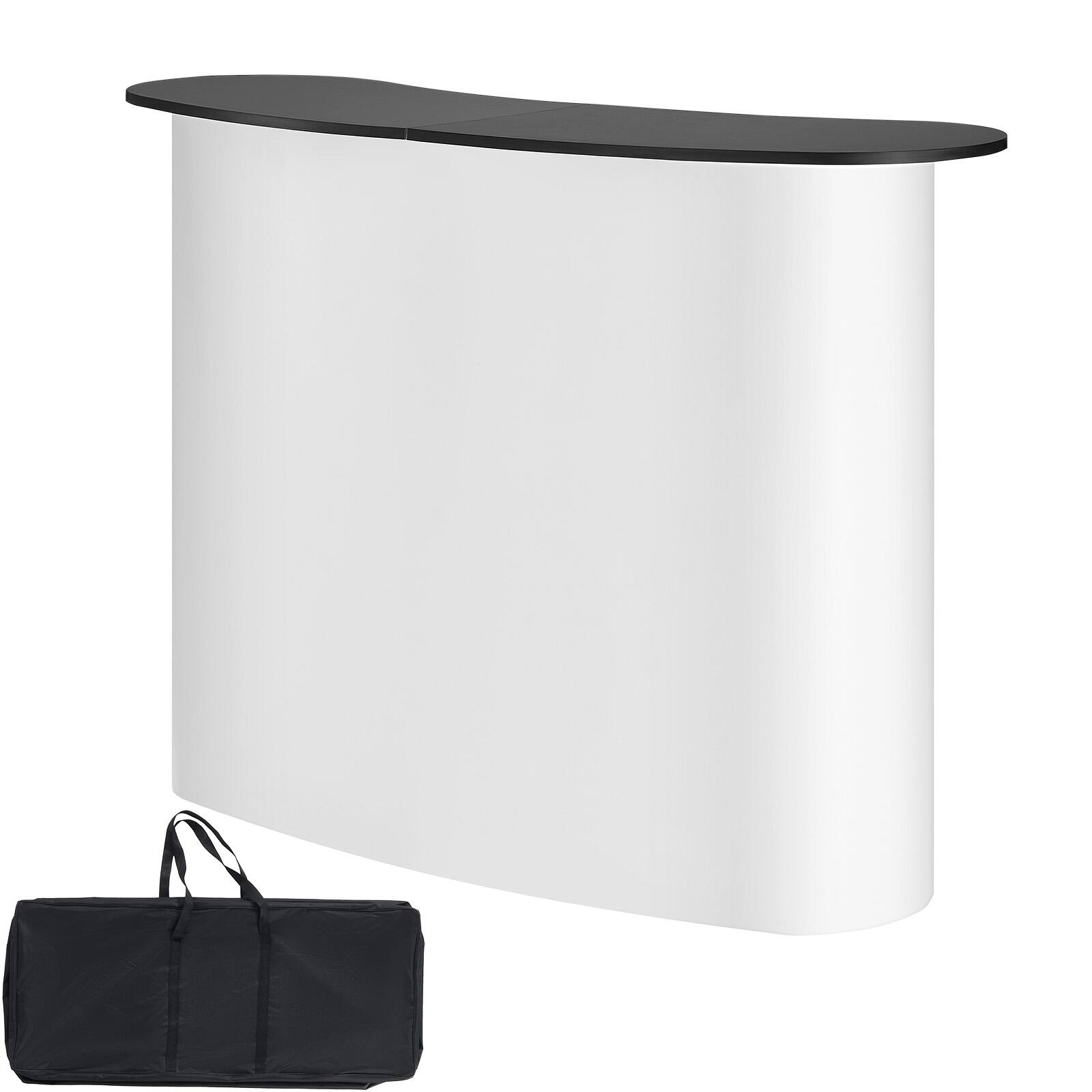 Alt View 5. VEVOR - Portable Tradeshow Podium Table, 51.18" x 18.31" x 37.4", Display Exhibition Counter Stand Booth Fair with Wall,Foldable - Black + White.