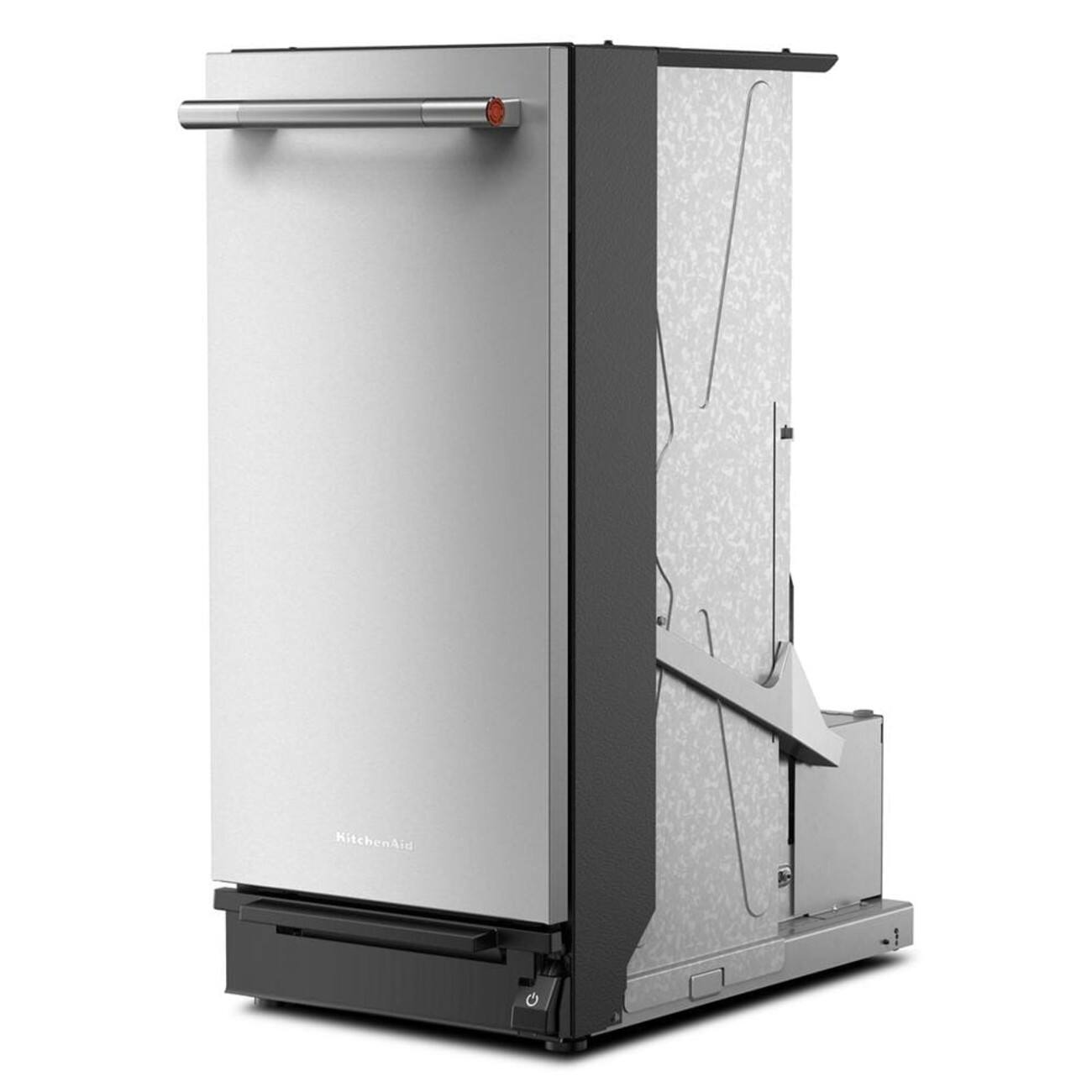 Left. KitchenAid - KitchenAid - KitchenAid 15 in. Built-In Trash Compactor with Built-In Odor Management System - Stainless Steel Finish.
