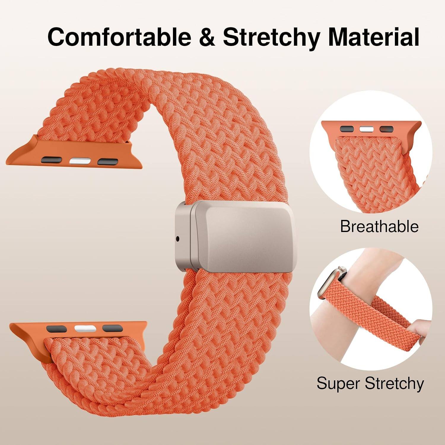 Core Tech Braided Stretchy Magnetic Watch Band for Apple Watch 44/45/46 ...