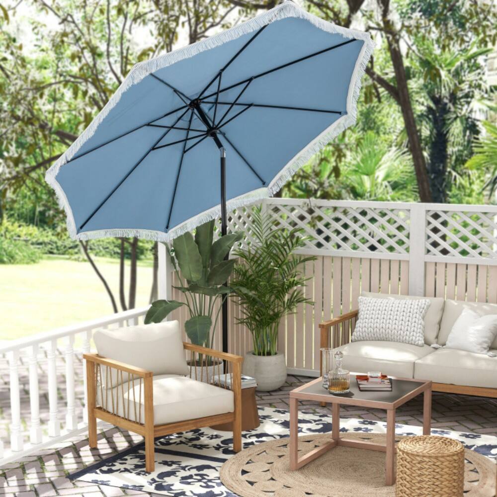 Alt View 4. Mondawe - 9 FT Patio Umbrella with Sun-Protective Canopy for Patio Garden Pool - Navy.