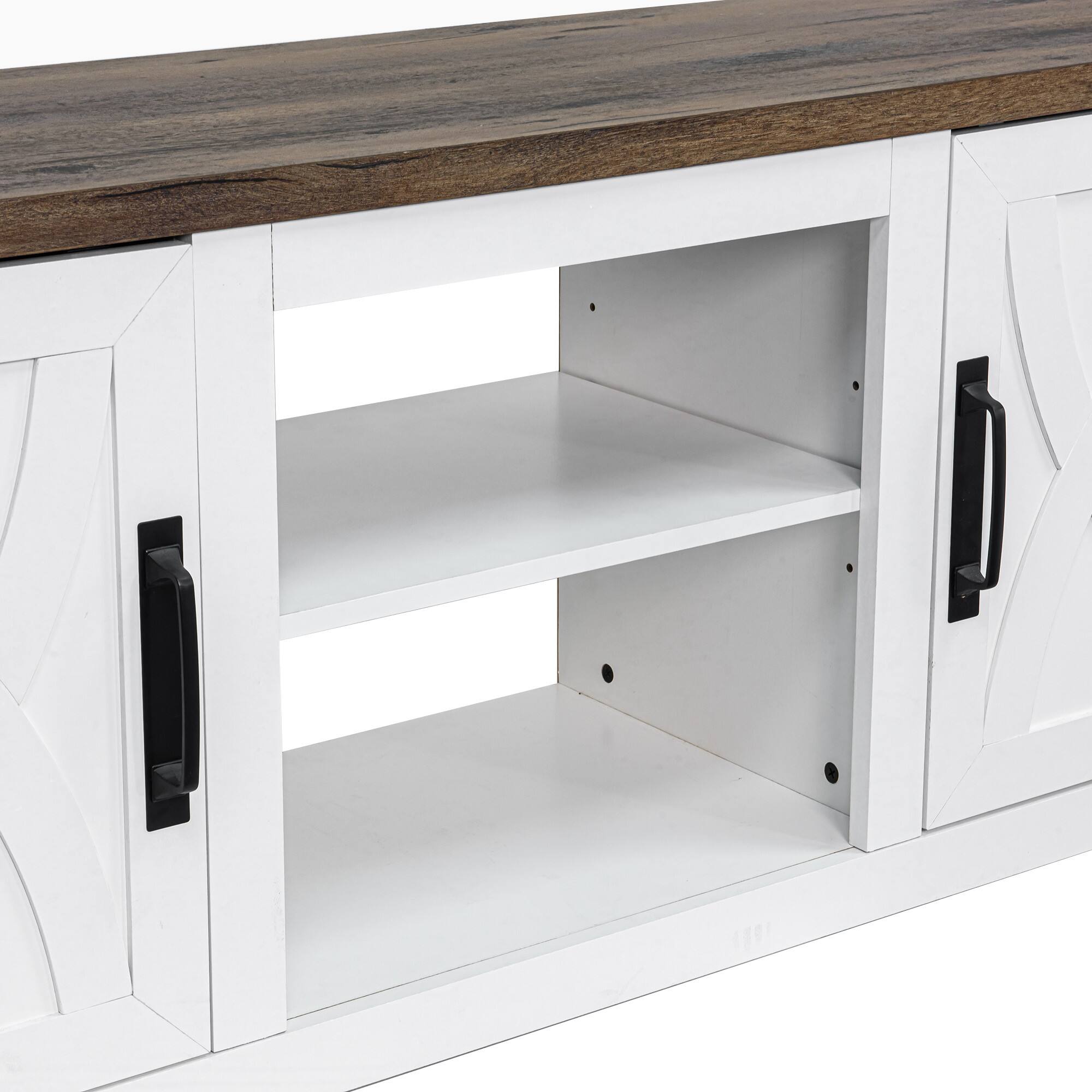 Alt View 8. Ihomeadore - 58" Farmhouse TV Stand with Open Storage Shelves and Cabinets for TV up to 65" - Brown.