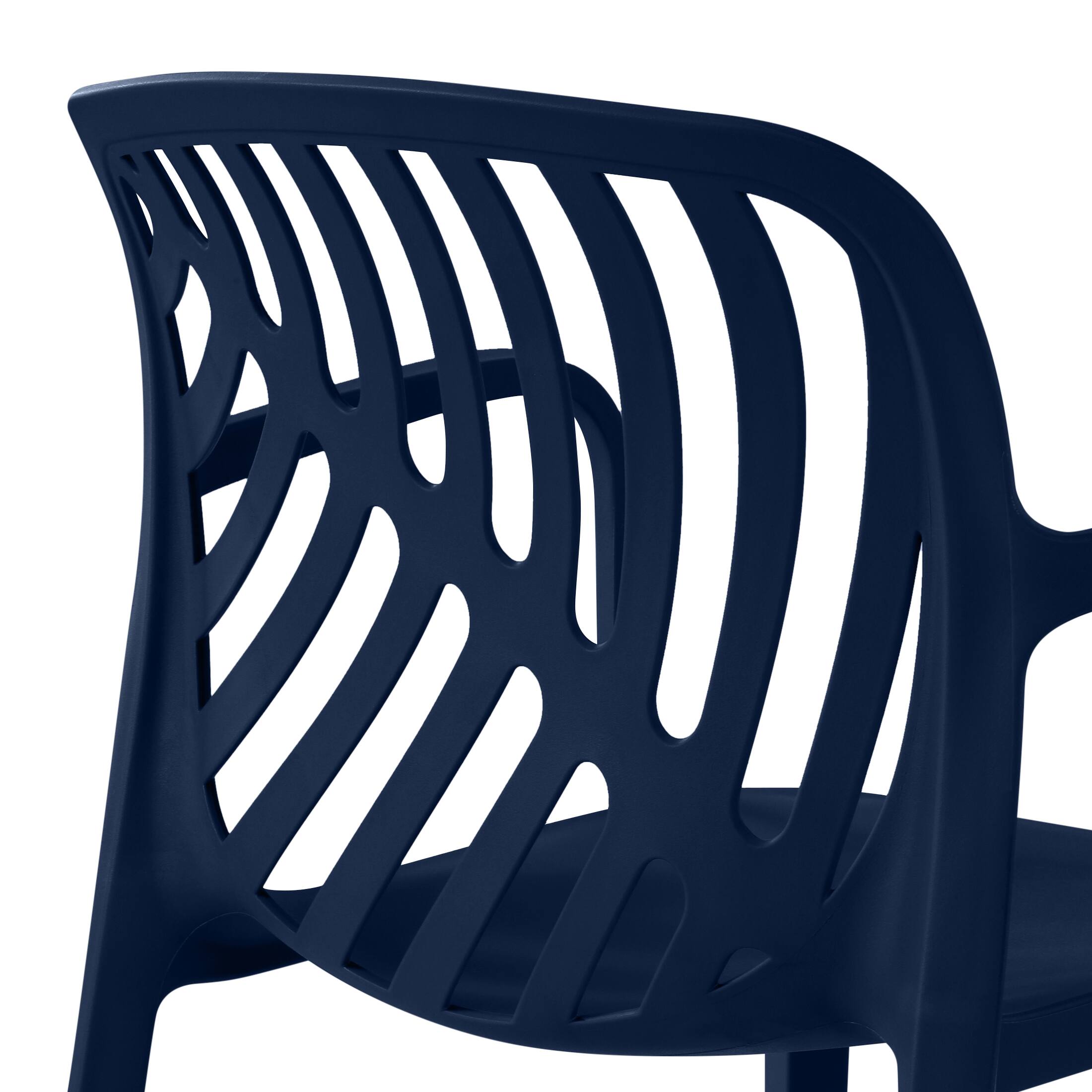 Alt View 6. WestinTrends - WestinTrends Playa 5-Piece Outdoor Resin Round Patio Dining Table Set with Modern Stackable Patio Dining Chairs - Navy Blue.