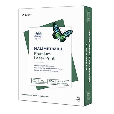 Hammermill - Premium Laser Print 8.5" x 11" Multipurpose Paper, 28 lbs., 98 Brightness, 500 Sheets/Ream (125534) - White
