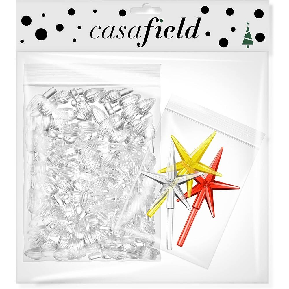 Angle. Schertz - Ceramic Christmas Tree Replacement Lights – 108 Clear Bulbs, 3 Star Toppers.