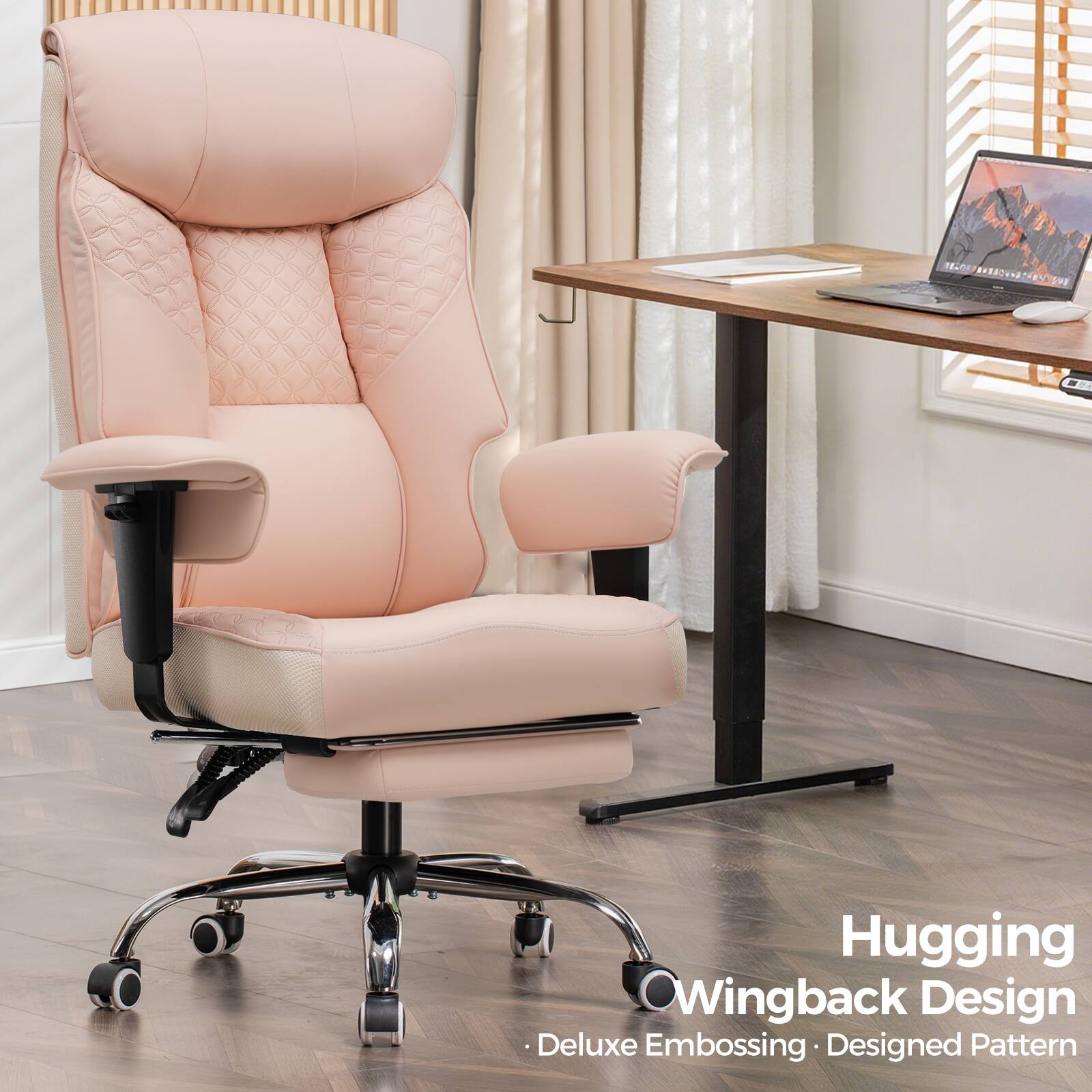 Hugging Wingback Design  
Deluxe Embossing • Designed Pattern