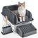 Front. VEVOR - Cat Litter Box, 6 inches Deep, XL Extra Large Stainless Steel Cat Litter Box with Scoop - Dark grey.