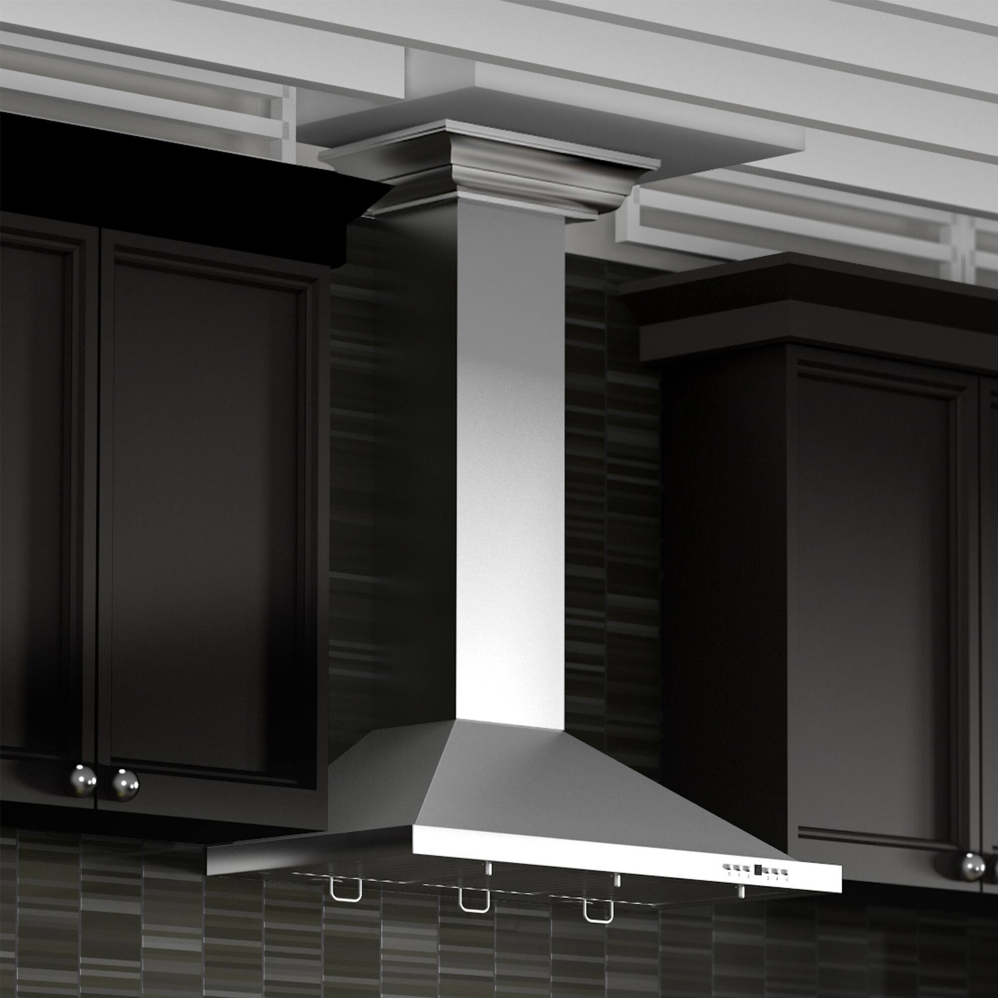 Alt View 14. ZLINE - ZLINE 42 in. Convertible Vent Wall Mount Range Hood in Stainless Steel with Crown Molding (KBCRN-42) - Stainless steel.