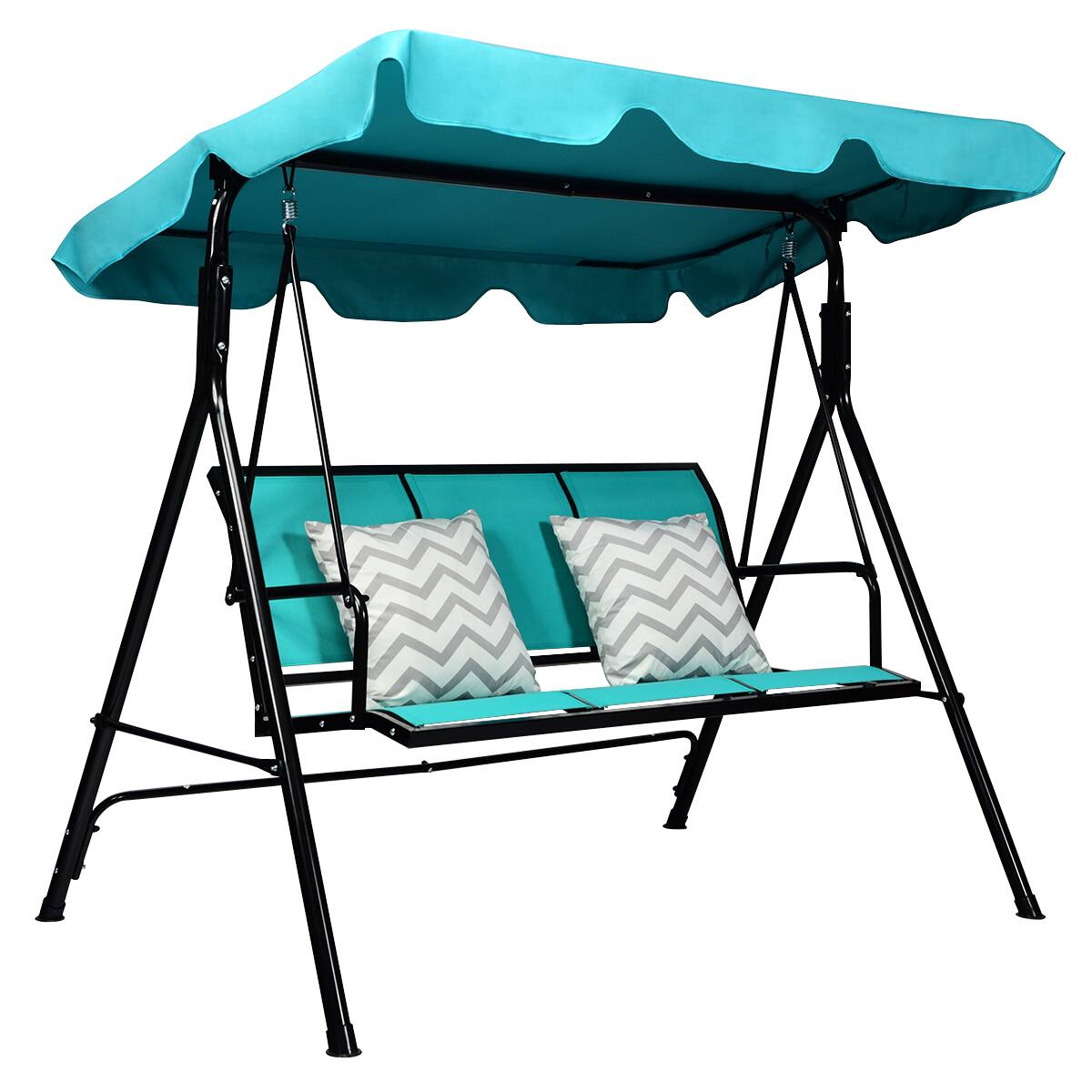Alt View 8. Costway - Costway 3 Person Patio Swing Canopy Yard Furniture - Blue.