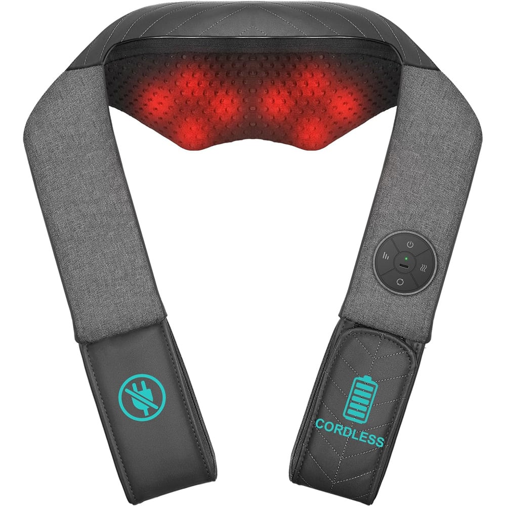 Front. Nekteck - Cordless Neck and Back Massager - Gray.