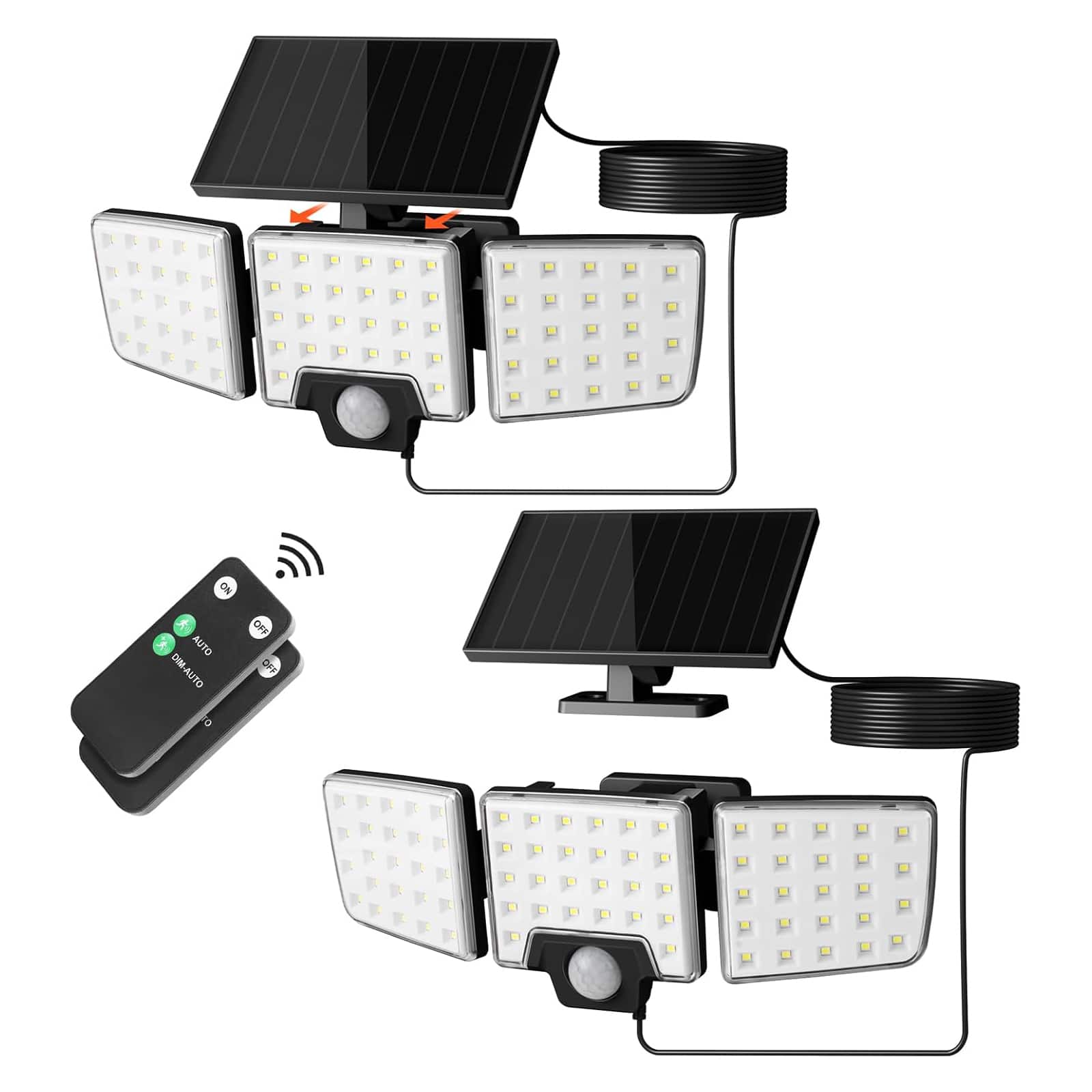 Lepro - 1000LM 6500K Solar Motion Sensor Security Light, Separate Solar Panel, 2 Modes, Remote Control, IP65 Waterproof - Black